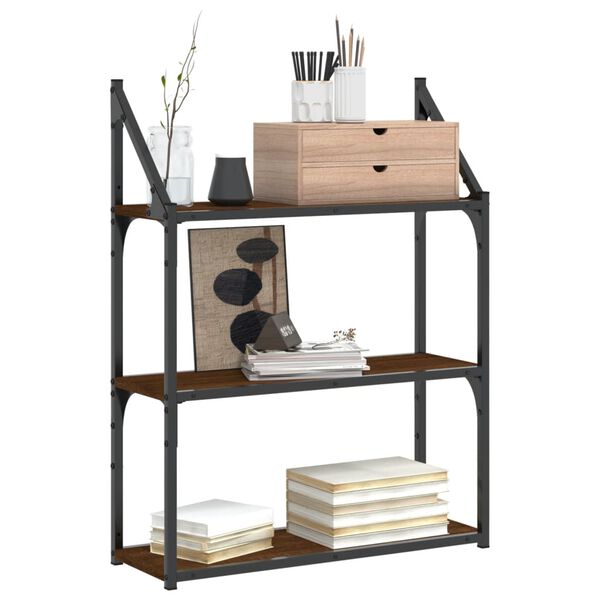 vidaXL V&auml;gghylla 3 hyllor brun ek 60x21x78,5 cm konstruerat tr&auml;