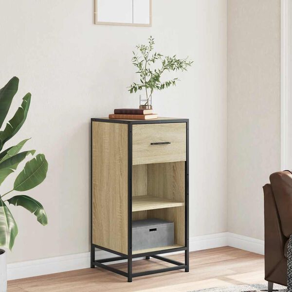 vidaXL Sk&aring;p sonoma-ek 35,5x35x76 cm konstruerat tr&auml; och metall