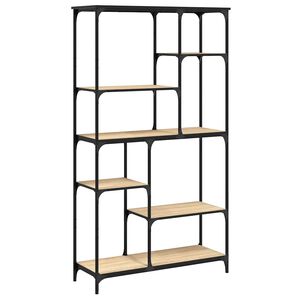 vidaXL Bokhylla sonoma-ek 99x35,5x176 cm konstruerat tr&auml; och st&aring;l