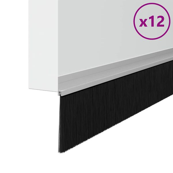 vidaXL Sj&auml;lvh&auml;ftande d&ouml;rrborstlist 12 pcs Silver 100 cm