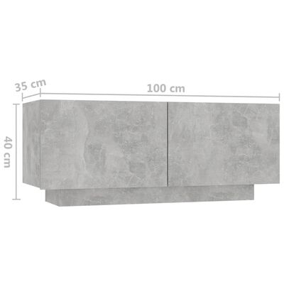 vidaXL Sängbord betonggrå 100x35x40 cm konstruerat trä