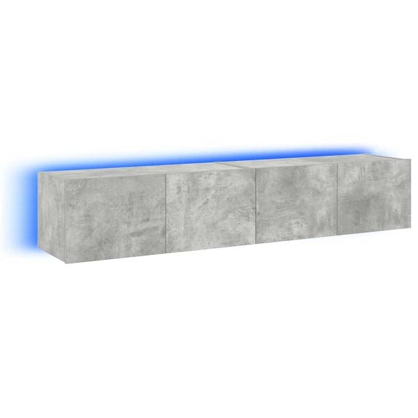 vidaXL V&auml;ggmonterad tv-b&auml;nk LED 2 st betonggr&aring; 80x35x31 cm