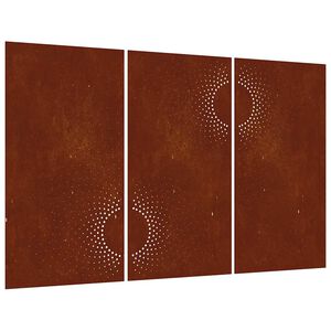 vidaXL V&auml;ggdekorationer 3 delar 105x55 cm rosttr&ouml;gt st&aring;l soldesign