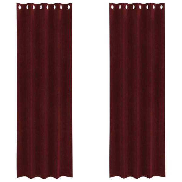vidaXL M&ouml;rkl&auml;ggningsgardiner 2 pcs Vinr&ouml;d 140 x 225 cm Sammet