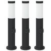 vidaXL Pollare med uttag 3 st 50 cm rostfritt st&aring;l IP44