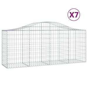 vidaXL Gabioner b&aring;gformade 7 st 200x50x80/100 cm galvaniserat j&auml;rn