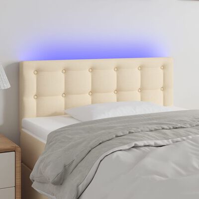 vidaXL Sänggavel LED gräddvit 80x5x78/88 cm tyg