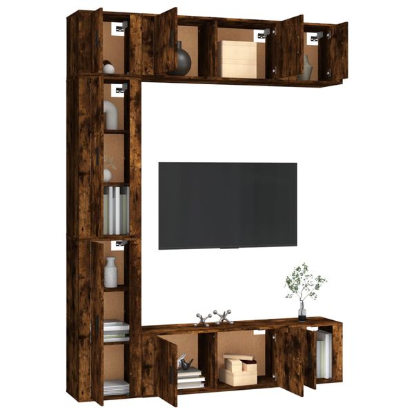 vidaXL Tv-skåp 7 delar Rökfärgad ek konstruerat trä