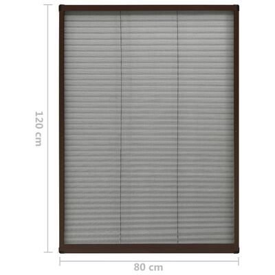 vidaXL Plisserat insektsnät för fönster brun 80x120 cm aluminium