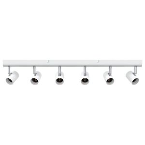 vidaXL Takspotlight med str&aring;lkastare Vit 73 x 6,5 x 11,5 cm Metall