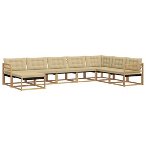 vidaXL Utomhussoffset med kudde 8 pcs Vit och Beige