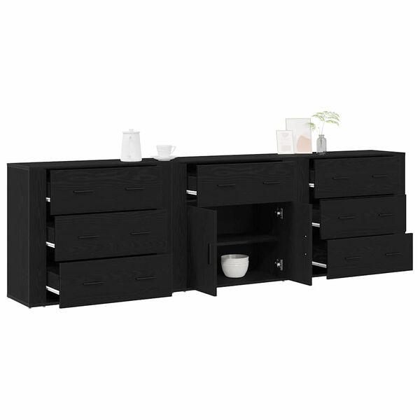 vidaXL Sideboard med l&aring;da Svart Ek 240 x 33 x 70 cm Konstruerat tr&auml;