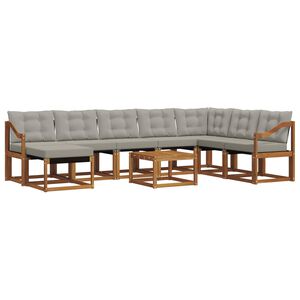 vidaXL Utomhussoffset med kudde 9 pcs Naturlig och Ljus Gr&aring;