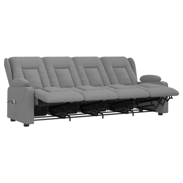 vidaXL Massagefåtölj med kopphållare 4-sits grå konstläder