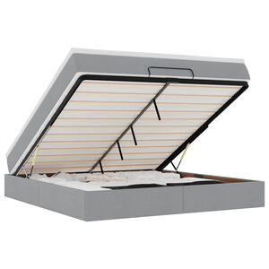 vidaXL Ottoman s&auml;ngram med madrass ljusgr&aring; 160x200 cm tyg