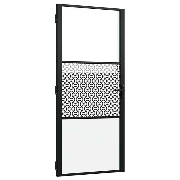 vidaXL Inredningsdörr Svart 93 x 201.5 cm Härdat glas och aluminium