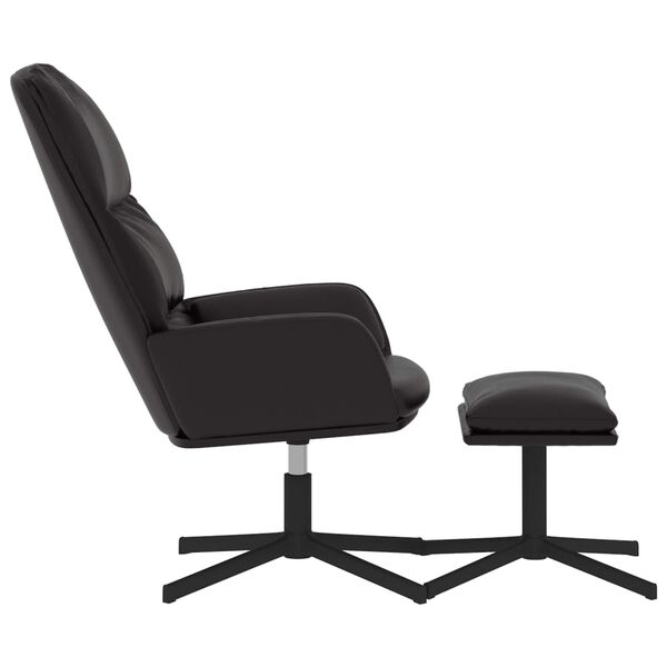 vidaXL Vilstol med pall svart konstl&auml;der
