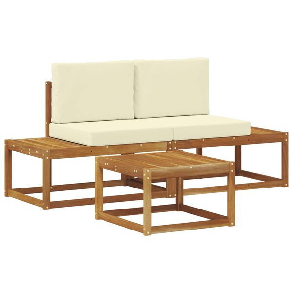 vidaXL Utomhussoffset 3 pcs Naturf&auml;rg Massivt akaciatr&auml; och polyester