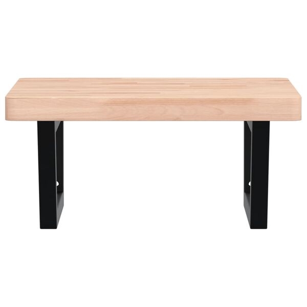 vidaXL V&auml;ggmonterad handfatshylla st&aring;l och massiv bok