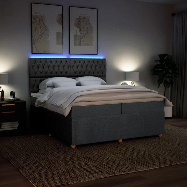 vidaXL Rams&auml;ng med madrass m&ouml;rkgr&aring; 200x200 cm tyg