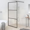 vidaXL Duschv&auml;gg 115x195 cm halvfrostat ESG-glas svart