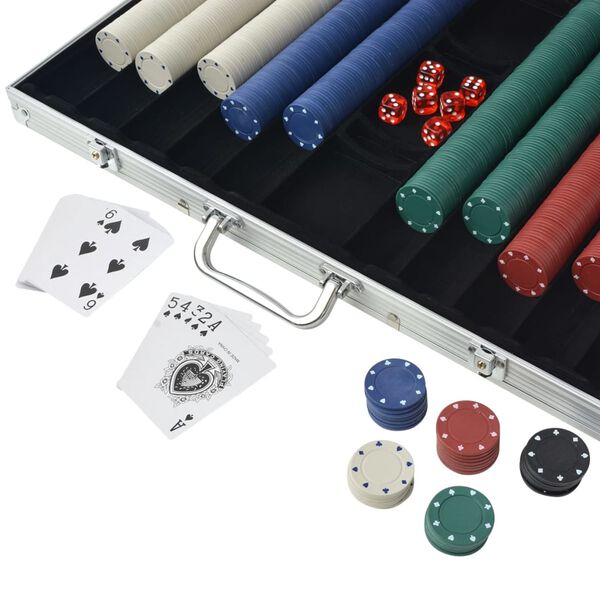 vidaXL Pokerset med 1000 marker aluminium