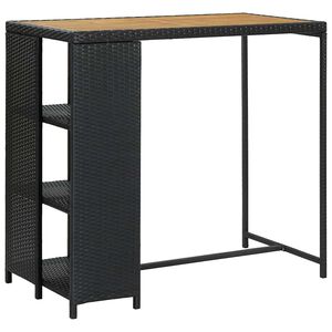 vidaXL Barbord med f&ouml;rvaringshyllor svart 120x60x110 cm konstrotting