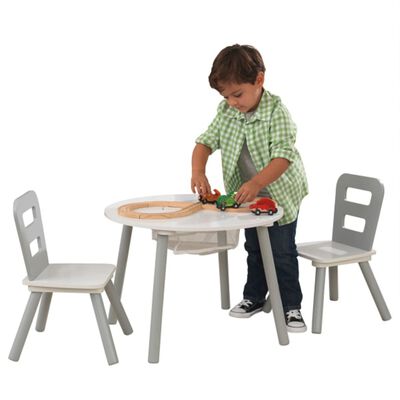 KidKraft Förvaringsbord och stolar för barn massivt trä grå 26166