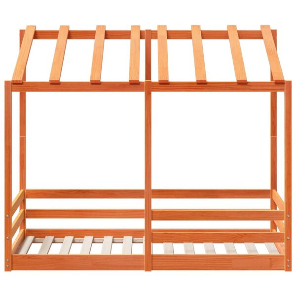 vidaXL Barnsäng med tak vaxbrun 80x160 cm massiv furu