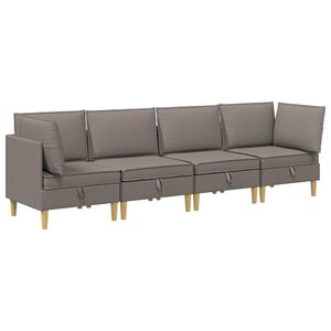vidaXL Modulsoffor med f&ouml;rvaring 4 st Taupe Tyg