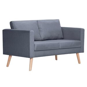 vidaXL Soffa 2-sits tyg m&ouml;rkgr&aring;