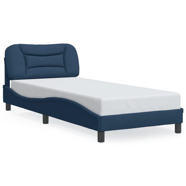vidaXL Bed Frame with LED without Mattress "Hvar" Blue 90x190 cm Fabric