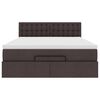 vidaXL Ottoman säng med madrass och LED-lampor mörkbrun 140x190 cm tyg