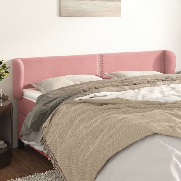 vidaXL S&auml;nggavel med kanter rosa 163x23x78/88 cm sammet