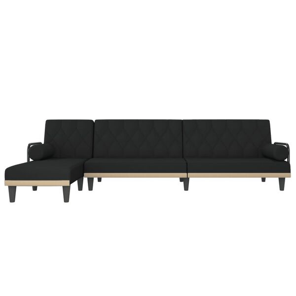 vidaXL L-formad b&auml;ddsoffa svart 260x140x70 cm tyg
