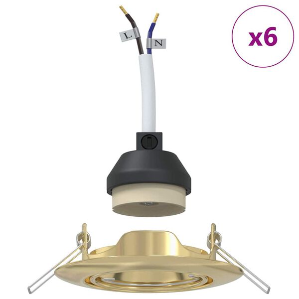 vidaXL Spotlight 6 pcs Guld 9 x 9 x 2.5 cm Metall