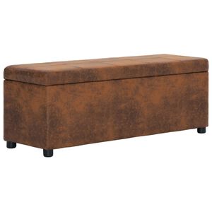 vidaXL B&auml;nk med f&ouml;rvaringsutrymme 116 cm brun konstmocka