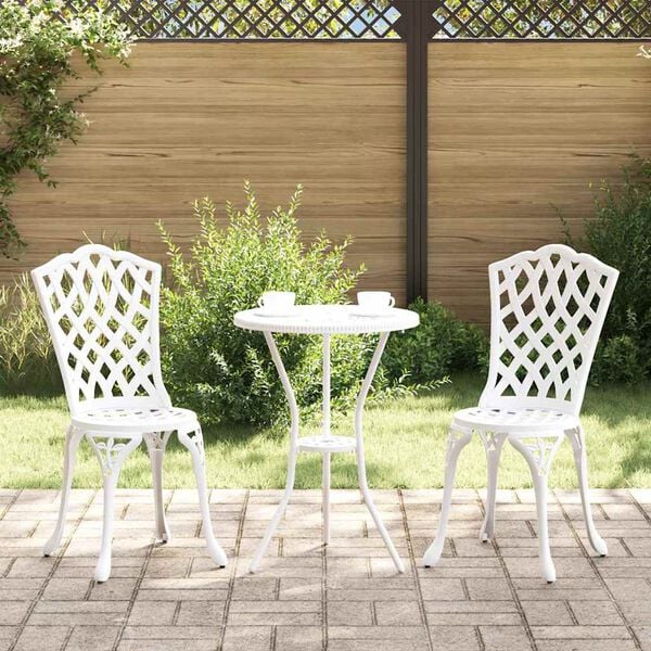 vidaXL Trädgårds Bistro Set 3 pcs Vit Aluminium