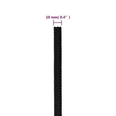 vidaXL Rep svart 10 mm 250 m polyester