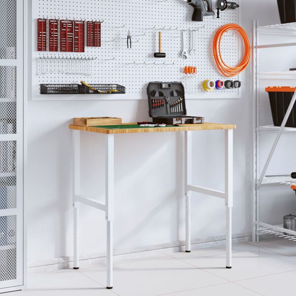 vidaXL Arbetsb&auml;nk ljusbrun 100x60x(71,5-98) cm massiv ek rektangul&auml;r