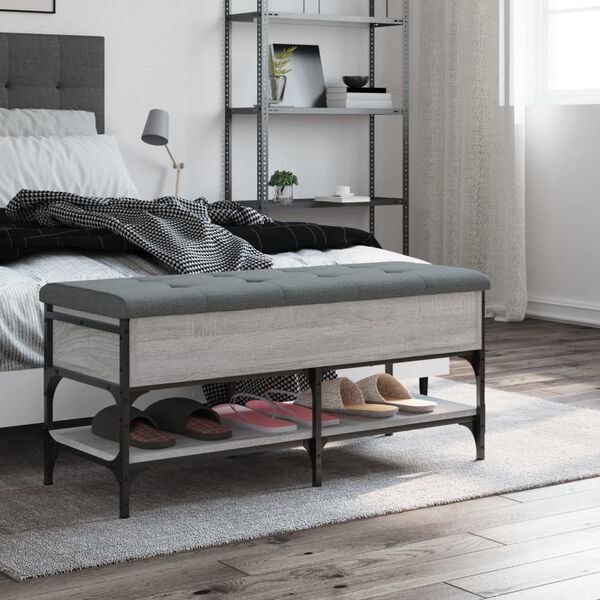 vidaXL Skobänk grå sonoma 102x42x45 cm konstruerat trä