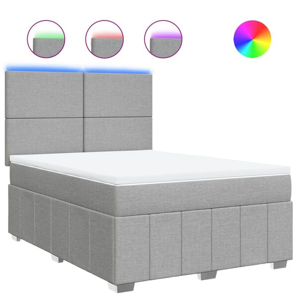 vidaXL Rams&auml;ng med madrass ljusgr&aring; 140x190 cm tyg