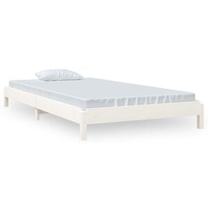 vidaXL Stapelbar s&auml;ng vit 100x200 cm massivt furutr&auml;