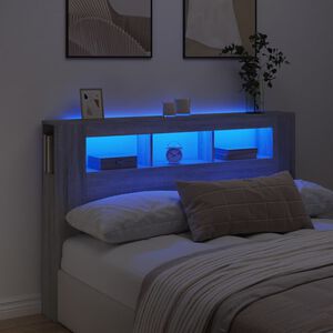 vidaXL S&auml;nggavel LED gr&aring; sonoma 160x18,5x103,5 cm konstruerat tr&auml;