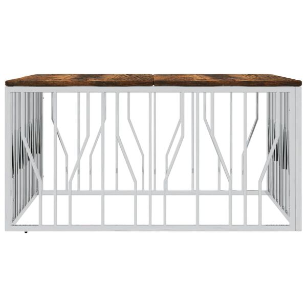 vidaXL Soffbord silver rostfritt stål och massivt återvunnet trä