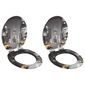 vidaXL Toalettsitsar med mjuk st&auml;ngning 2 st MDF New York