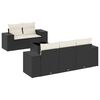vidaXL Loungegrupp med dynor 6 delar svart konstrotting