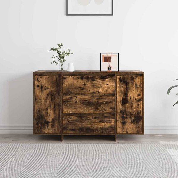 vidaXL Sideboard med låda Rökt ek 120 x 41 x 75 cm Konstruerat trä