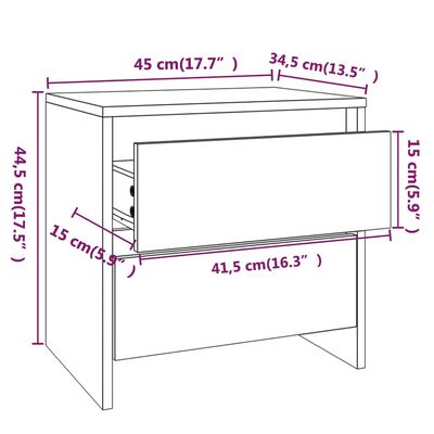vidaXL Sängbord vit 45x34,5x44,5 cm konstruerat trä