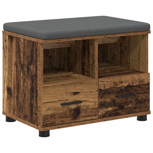 vidaXL Hallb&auml;nk Gammalt tr&auml; 60 x 38 x 46 cm Sp&aring;nskiva och kl&auml;dfabric